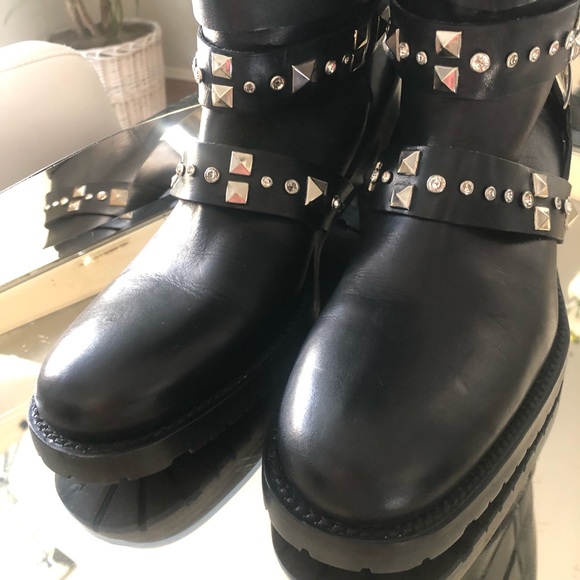 Dior black leather studded logo strap biker b - Picture 7 of 13